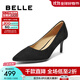 百麗（Belle）優(yōu)雅高跟單鞋女2025秋新商場(chǎng)同款羊皮絨面通勤單鞋3O412CQ5 黑色 36 (230mm)