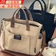 韞舜手提包男女 多口袋日系托特帆布包休閑學(xué)生電腦手提單肩斜挎書(shū)包 帆布棕帶手提包【卡其色】