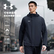 安德瑪（Under Armour）男子新款加厚外套可收納連帽跑步防風(fēng)訓練運動(dòng)外套 黑色 XL