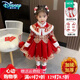 迪士尼（Disney）新款漢服女童冬裝連衣裙新款中國風(fēng)古裝裙子加厚女寶寶拜年服冬季 紅色加絨[配珠鏈云肩+頭飾] 130 [建議39-47斤]