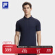 FILA 斐樂(lè )官方男子針織短袖POLO衫網(wǎng)球運動(dòng)基礎上衣 深黑-BK XL