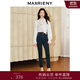 MAXRIENY精致復古水洗色牛仔褲鉛筆褲高腰修身褲子女 深牛仔藍 M 02/36