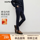 紅袖（hopeshow）復古水洗牛仔褲2025冬季新款女裝拉鏈插袋氣質(zhì)磨毛保暖小腳鉛筆褲 深牛仔藍072 M