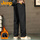 JEEP吉普褲子男冬季保暖加絨褲男寬松休閑褲男百搭直筒褲男黑色XL