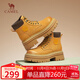 駱駝（CAMEL）【山韻】大黃靴女經(jīng)典馬丁靴綁帶厚底工裝靴 L24W076644 土黃 37
