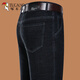 啄木鳥(niǎo)牛仔褲男士秋冬季新款加絨厚款彈力中年商務(wù)寬松休閑直筒長(cháng)褲子 A07B黑色常規 32