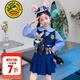G.duck小黃鴨女童套裝夏季朱迪兔子警官衣服兒童jk百褶裙子cos服三件套 三件套【春秋款】+領(lǐng)帶+尾巴+兔子掛件 130 建議7~8歲【120-130cm】cm