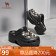 駱駝（CAMEL）洞洞鞋女時(shí)尚DIY鞋花休閑涼鞋顯高涼拖鞋 L25M071023 黑色 38-39