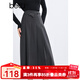 百圖betu女裝冬季新款半身裙斜搭扣腰帶高腰百褶裙裙子女2411T71 深灰 S