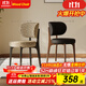 北歐實(shí)木餐椅家用新中式復古靠背椅極簡(jiǎn)中古風(fēng)酒店餐廳白蠟木椅子 酷尼彩-3/莫代爾布藝/胡桃色框架