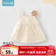 優(yōu)奇嬰兒裙子秋冬款夾棉寶寶連衣裙背心無(wú)袖裙洋氣可愛(ài)時(shí)髦女童秋冬裝 米杏色 90cm