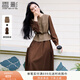 香影馬甲長(cháng)袖連衣裙套裝女2025秋季新款氣質(zhì)千鳥(niǎo)格咖色裙子兩件套 咖色 S