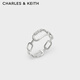 CHARLES&KEITHCK5-32120395銀河星語鑲鉆鏤空鏈環(huán)戒指女生日禮物 Silver銀色 M