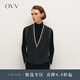 OVV秋冬熱賣(mài)女裝時(shí)尚休閑深V領(lǐng)基礎易搭無(wú)袖針織背心 曜石黑 M