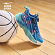 鴻星爾克（ERKE）童鞋男童籃球鞋兒童中大童緩震旋鈕扣球鞋瀝青藍/原力藍36