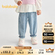 巴拉巴拉【商場(chǎng)同款】寶寶長(cháng)褲女童牛仔褲2025秋季新款花苞泡泡褲 牛仔淺藍88101 110