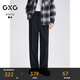 GXG男裝闊腿磨毛西褲單褶通勤男長(cháng)褲簡(jiǎn)約休閑褲 黑色 180/XL