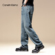 CANELIN KISKHA冬季寬松直筒牛仔褲男大碼男褲春秋款休閑褲子秋冬款加絨加厚款 藍色-常規款 34 碼【適合體重160斤左右】