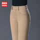 黛姿茹純棉直筒休閑褲女秋冬季2025新款女裝高腰顯瘦加絨大碼中年女褲 卡其色/春秋常規 3XL (31) 【推薦130-140斤】