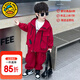 G.duck童裝男童套裝春秋季新款兒童外套工裝褲韓版休閑中小童男孩衣服 紅色 100 （建議身高90cm 3-4歲）cm