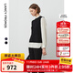 朗姿純羊毛設計感假兩件內搭打底上衣氣質(zhì)高級感毛針織衫冬季新款 黑色3米白袖 M