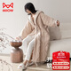 貓人【連帽刺繡】女士睡衣女珊瑚絨睡袍女秋冬季加絨加厚保暖浴袍