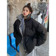 京多夢(mèng)棋盤(pán)格羽絨棉服外套女2025冬季新款韓版加厚面包服ins潮寬松外套 黑色 L （110-130斤）