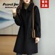 Aosijie高端品牌雙面羊絨大衣女秋冬新款韓版氣質(zhì)優(yōu)雅寬松顯瘦羊毛呢外套 鋼琴黑 L 【126-170斤】