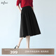 伊芙麗（eifini）蔣欣代言經(jīng)典通勤重工質(zhì)感顯瘦A字中長(cháng)半身裙傘裙女2025新款 黑色 XL 125斤以上