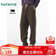 熱風(fēng)（Hotwind）冬季新款男士舒適休閑長褲復(fù)古系帶直筒褲高腰休閑褲 02棕色 L