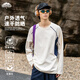 頂峰保羅（Dingfengbaoluo）運動(dòng)吸濕速干長(cháng)袖t恤山系拼接撞色寬松休閑上衣DAP01砂礫杏L