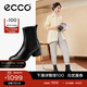 愛(ài)步（ECCO）靴子女 冬季休閑粗跟切爾西女靴皮靴 雕塑222433 HL 黑色22243301001 37