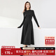 尚都比拉秋冬復古氣質(zhì)女神范打底針織連衣裙中長(cháng)款顯瘦a字裙 黑色 XL 