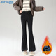 真維斯（Jeanswest）牛仔褲女冬季加絨加厚修身顯瘦保暖微喇叭長(cháng)褲女黑色加絨M