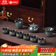 金鑲玉青瓷功夫茶具套裝茶壺茶杯鐵胎冰裂陶瓷家用高端禮盒送人整套