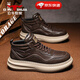 公牛世家男鞋秋季新款厚底工裝馬丁鞋男皮面百搭中幫板鞋男士增高休閑板鞋 咖色【四季單鞋款】GN25ZY034 41 （運動(dòng)鞋碼）
