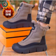 啄木鳥(niǎo)雪地靴女2025年秋冬季加絨保暖東北大棉鞋防水防滑厚底高幫馬丁靴 灰色升級版 加絨 39 (245mm)