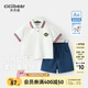 齊齊熊（ciciibear）【100%純棉】齊齊熊男童套裝夏裝寶寶短袖兒童polo衫童裝運動(dòng)校服 椰云白 100