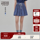 Teenie Weenie小熊女裝半身裙25夏季新款細褶花朵小清新蓬蓬短裙子 藏青色 L