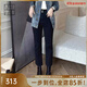 美洋（MEIYANG）升級版修容筆牛仔褲 百搭小黑褲高腰彈力直筒九分褲 黑色-加絨 XL