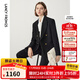 朗姿OL風(fēng)羊毛西裝女冬季新款職業(yè)正裝氣質(zhì)通勤西服外套女 夜幕黑色 L