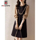 AEMAPE歐洲站連衣裙女2026春秋新款假兩件時(shí)尚淑女氣質(zhì)荷葉邊直筒裙子女 咖色 2XL