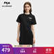 FILA 斐樂(lè )官方女子針織連衣裙2025秋季新款時(shí)尚休閑舒適拼接T恤裙 正黑色-BK M 165/84A/M