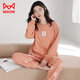 貓人純棉長(cháng)袖睡衣女春秋款兩件套裝可外穿全棉套頭女士家居服 5343橙色 M 【建議95斤以?xún)取? title=