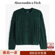 Abercrombie & Fitch男裝24秋冬美式百搭寬松麻花套頭圓領(lǐng)針織毛衣120-4189 墨綠色 L (180/108A)
