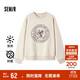森馬（Semir）[商場(chǎng)同款]女oversize發(fā)熱抗菌2024冬季繡花抓絨上衣101724116004