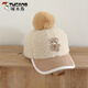 啄木鳥(niǎo)兒童鴨舌帽秋冬季羊羔絨保暖帽子可愛(ài)小熊男童女童加厚防風(fēng)棒球帽 小熊毛絨棒球帽--米色 M 3--9歲 50--54C
