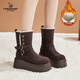 卡丹路英倫風(fēng)加絨厚底馬丁靴女款2025新款秋季小個(gè)子增高顯瘦雪地短靴子