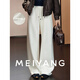美洋（MEIYANG）杏仁燕麥二號休閑褲 空氣層羊毛絨_抓絨香蕉褲【寬】顯瘦冬季新款 米白色（常規版） M