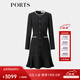 PORTS女裝2025秋新款釘珠裝飾黑色醋纖連衣裙ALQ9D028TWB037 黑色 6